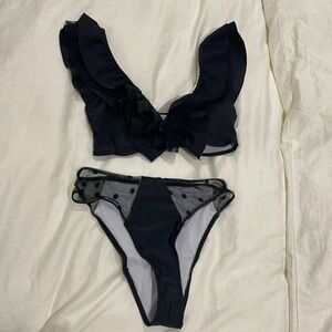 Black with Sheer Polka Dots Bikini